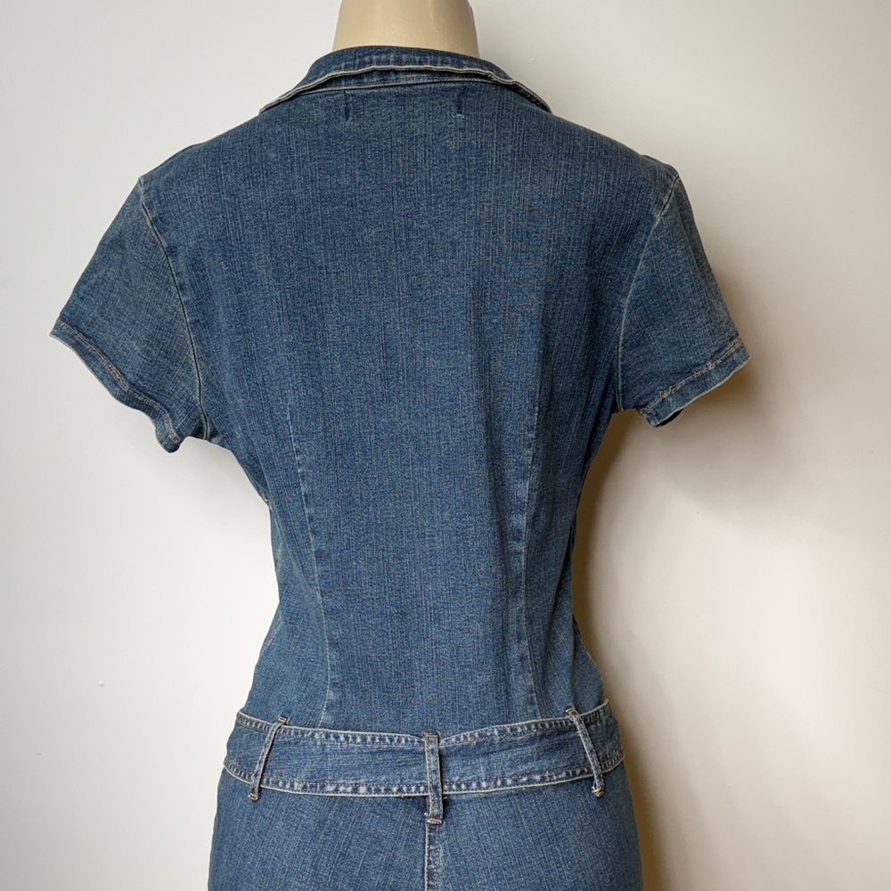 Hot Kiss Denim Short-Sleeve Jumpsuit in Blue - Picture 7 of 10
